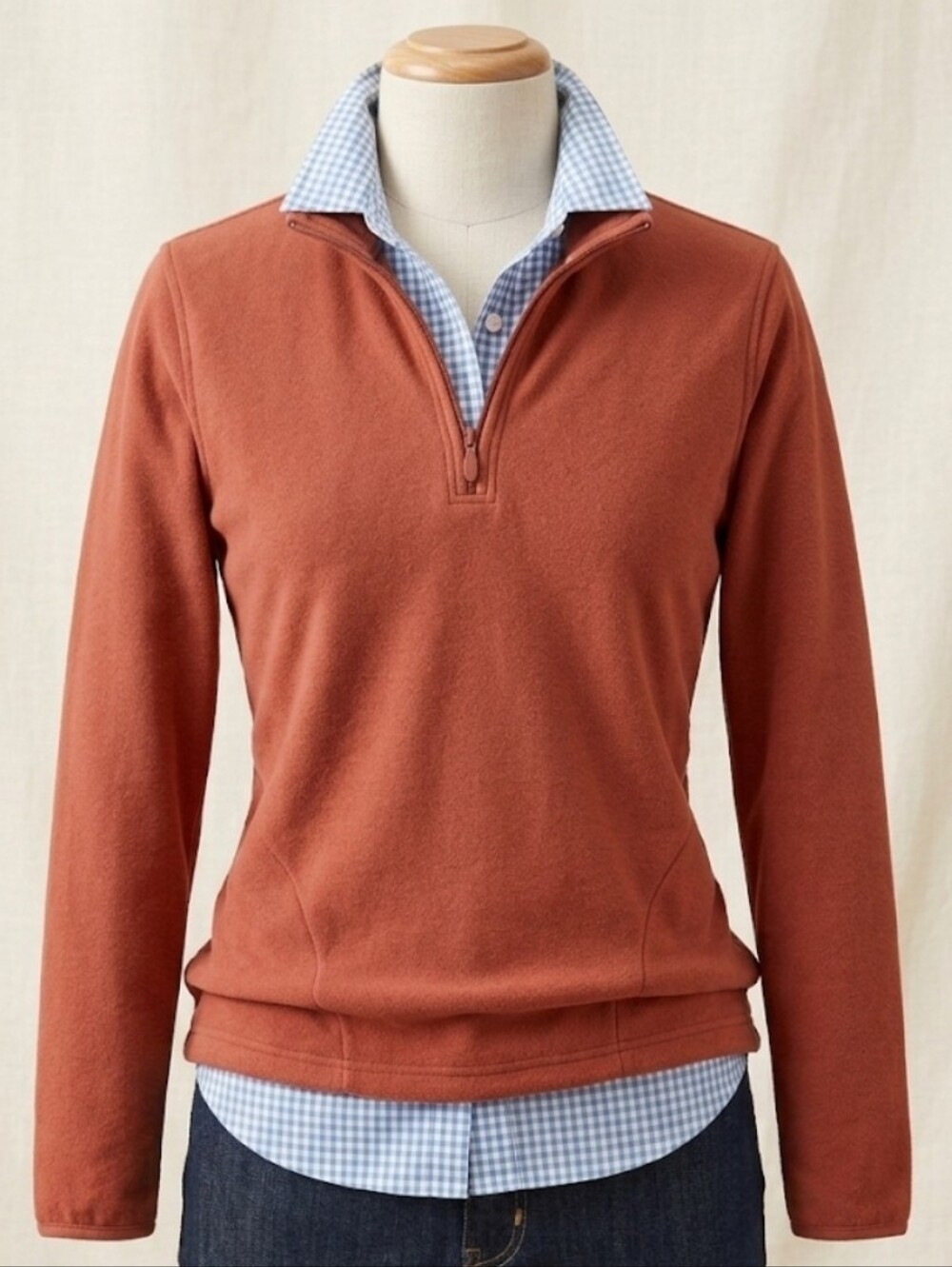 Orvis Burnt Coral Half-Zip Fleece Pullover M